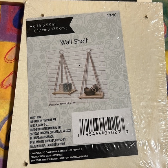 New 3 PC Decorative Hanging Wall Shelves with Rope - Picture 6 of 11